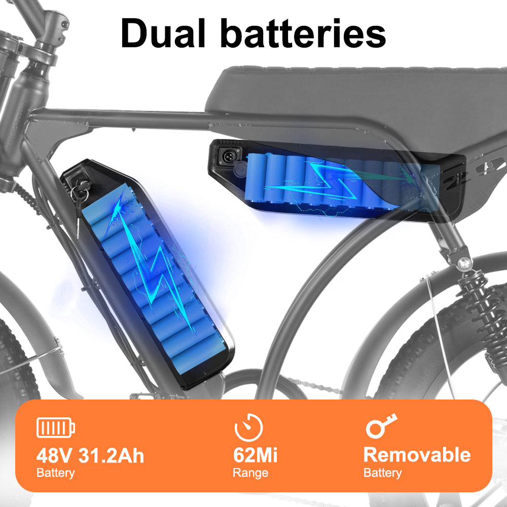 cube e-bike dual battery V29 Max Dual Battery Moped Electric Bike – Kornorge Electric Bikes