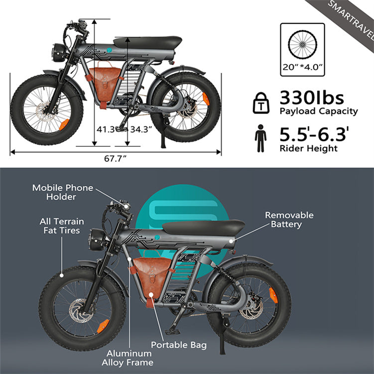 ZM21 48V 1200W Fat Tire Electric Mountain Bike