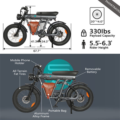 ZM21 48V 1200W Fat Tire Electric Mountain Bike